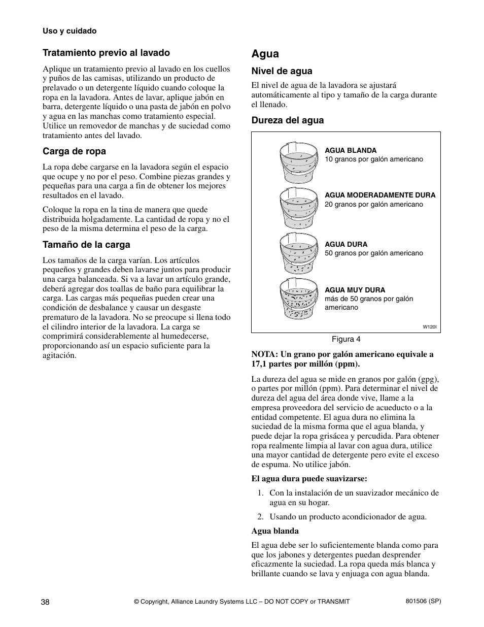 Agua | Alliance Laundry Systems SWD441C User Manual | Page 40 / 62