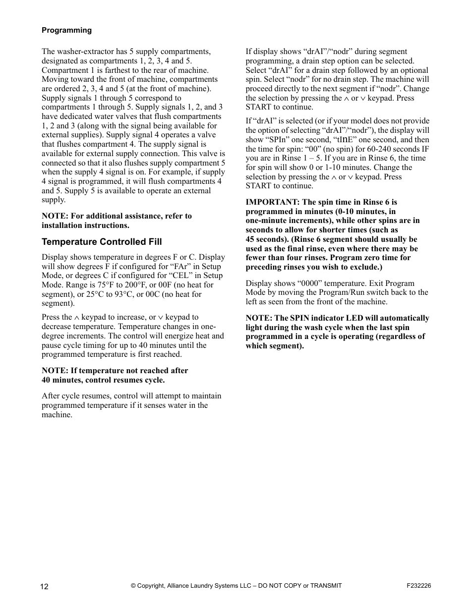 Alliance Laundry Systems UW125AV User Manual | Page 14 / 21