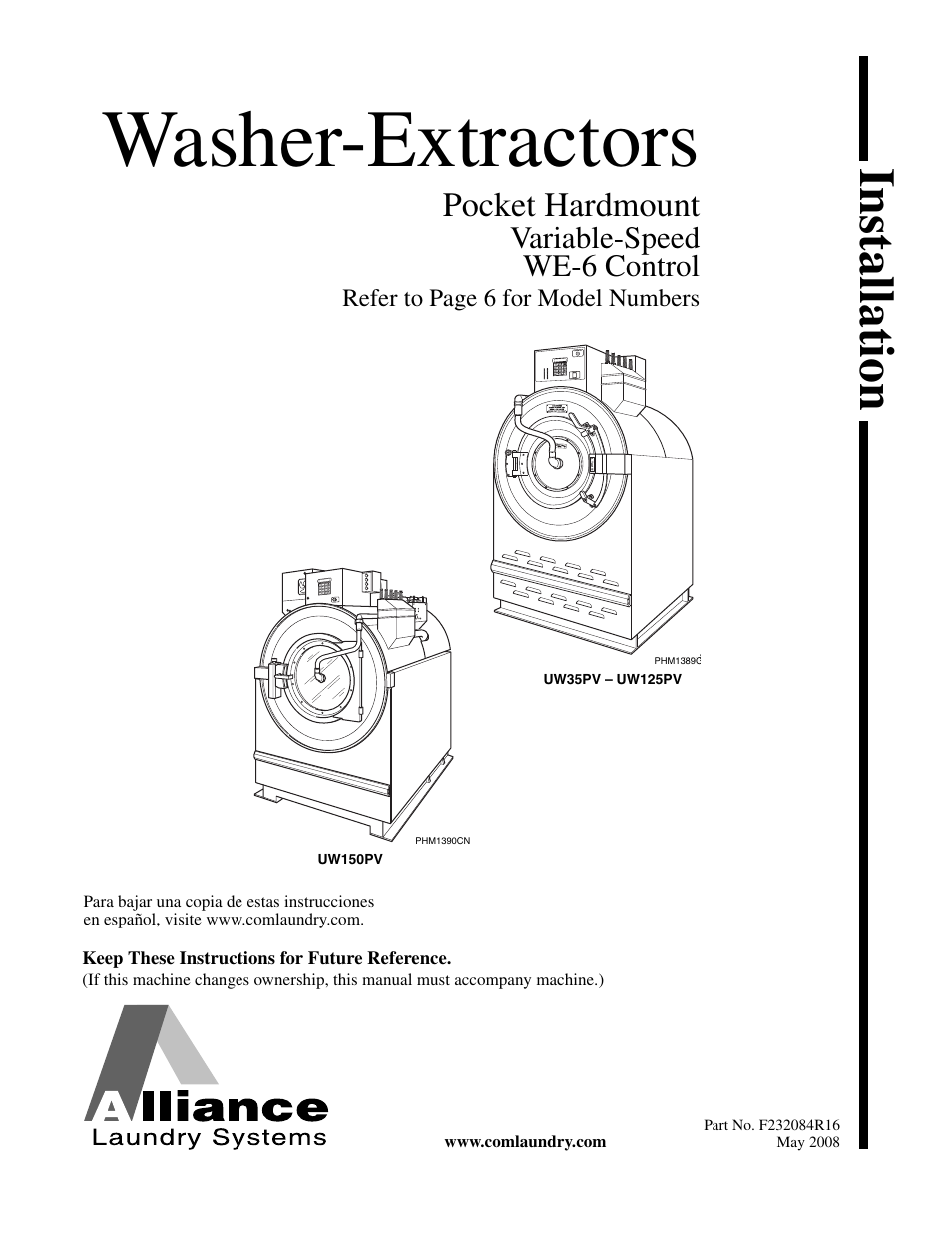 Alliance Laundry Systems UW35PV User Manual | 43 pages