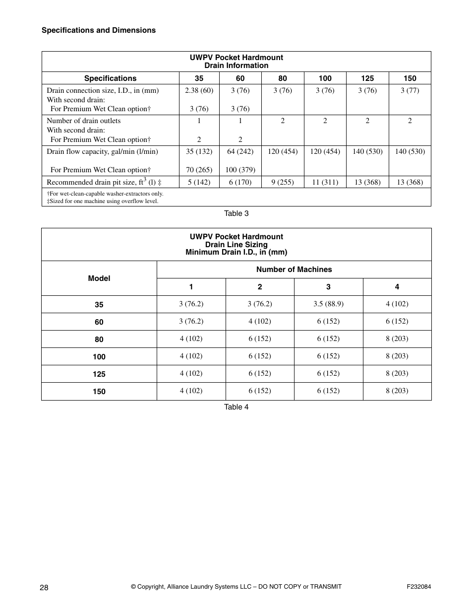 Refer to table 3 for, To table 4 | Alliance Laundry Systems UW35PV User Manual | Page 30 / 43