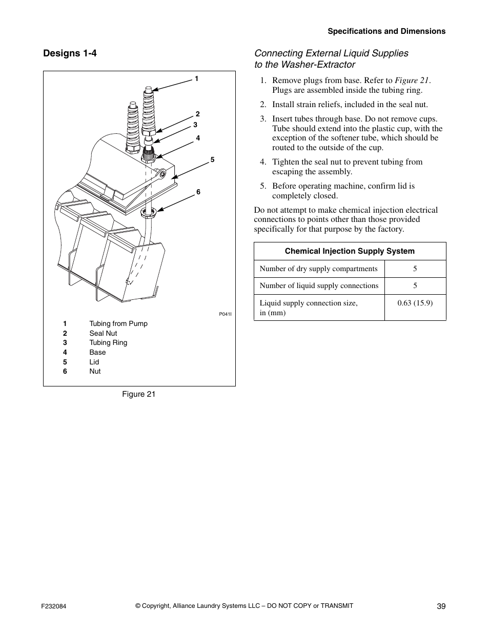 Designs 1-4 | Alliance Laundry Systems UW35PV User Manual | Page 41 / 43