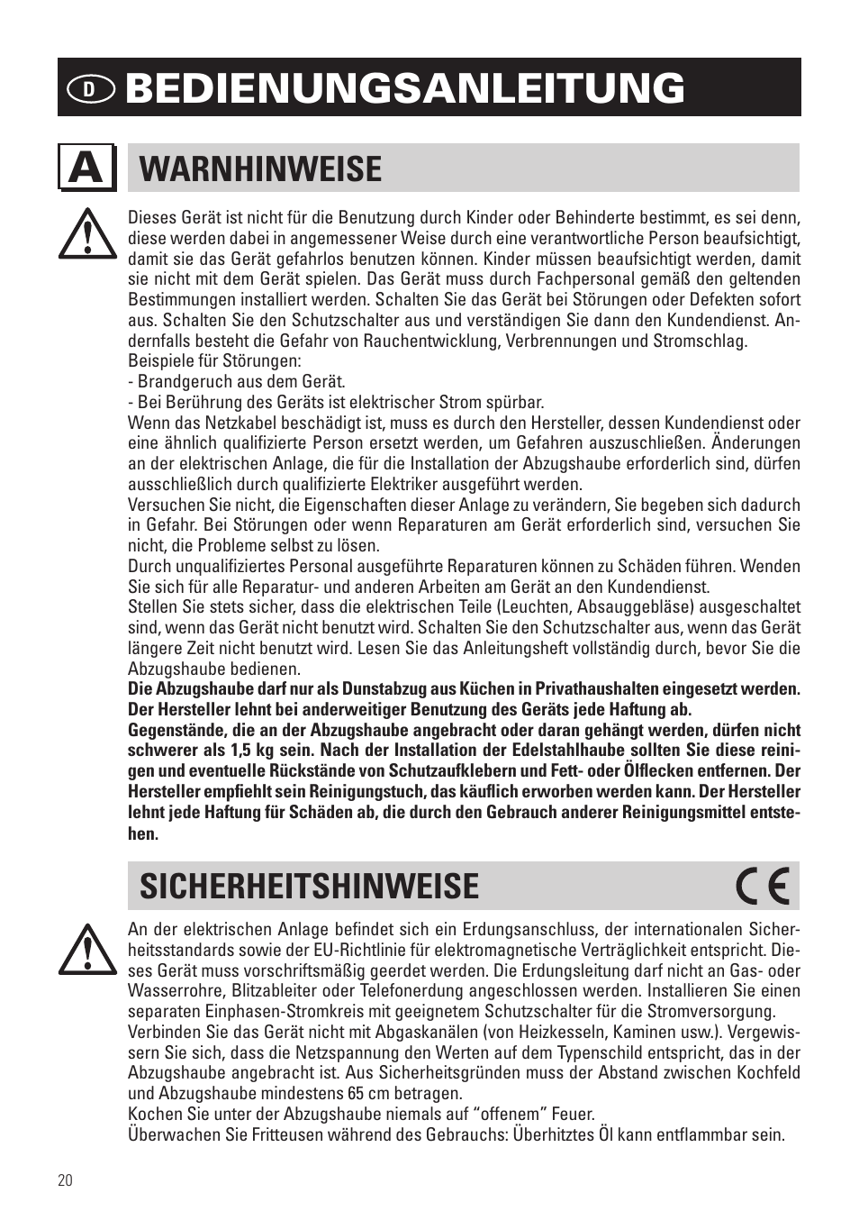 Bedienungsanleitung, Warnhinweise, Sicherheitshinweise | Panasonic KHB90FBW1 User Manual | Page 22 / 92