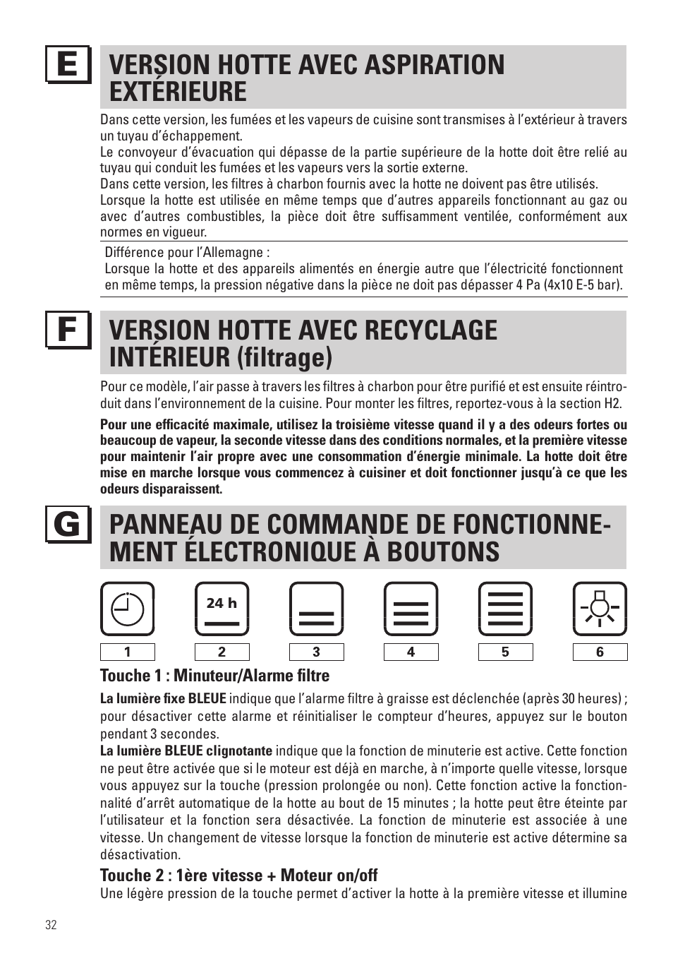 Version hotte avec aspiration extérieure, Version hotte avec recyclage intérieur (filtrage) | Panasonic KHB90FBW1 User Manual | Page 34 / 92