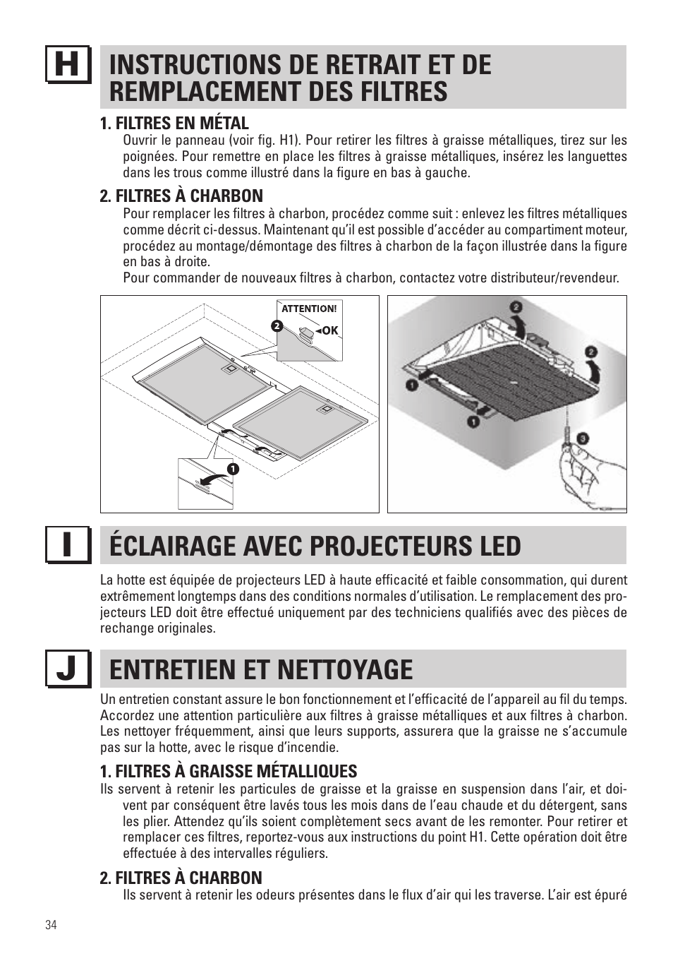 Éclairage avec projecteurs led, Entretien et nettoyage | Panasonic KHB90FBW1 User Manual | Page 36 / 92