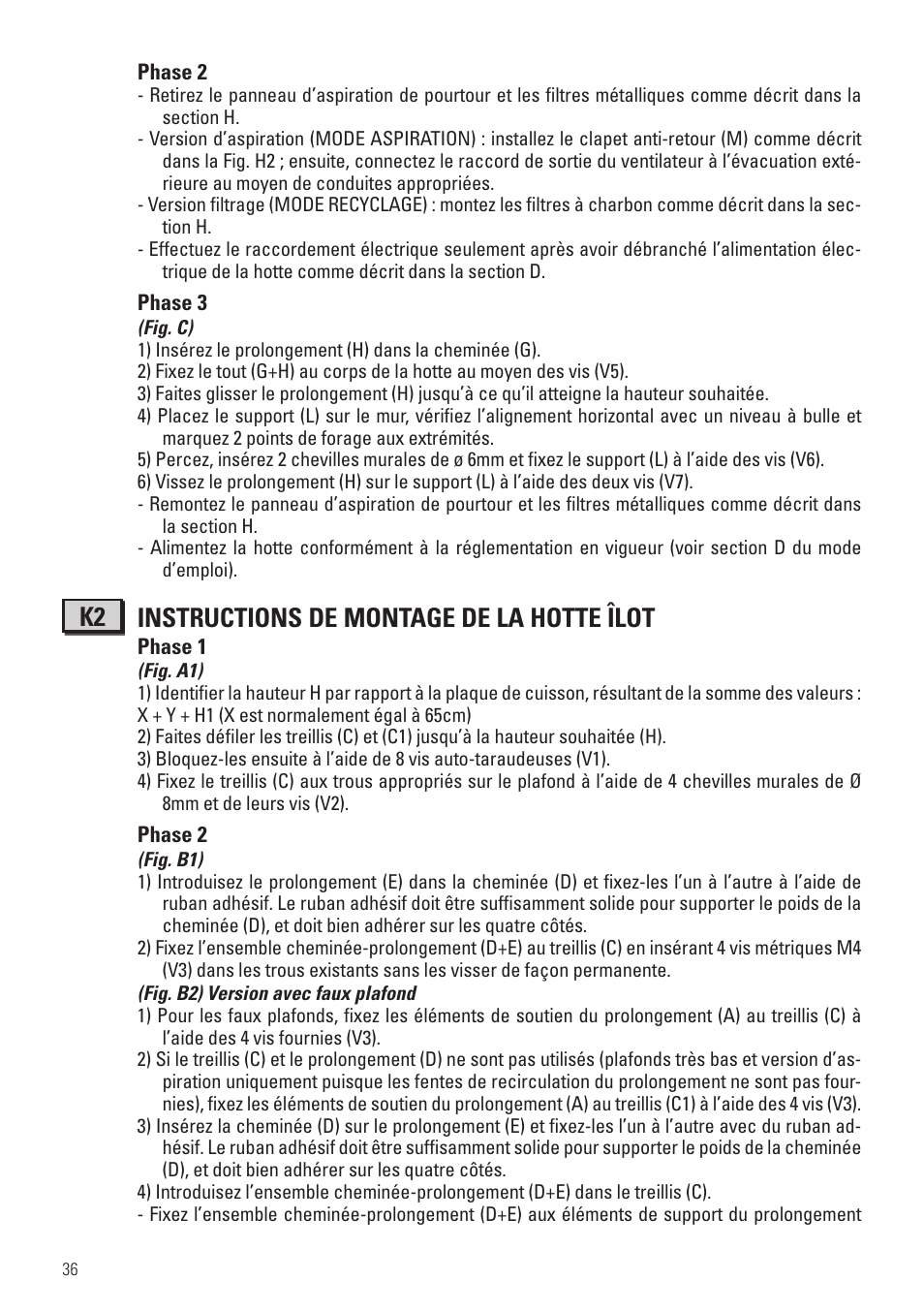 K2 instructions de montage de la hotte îlot | Panasonic KHB90FBW1 User Manual | Page 38 / 92