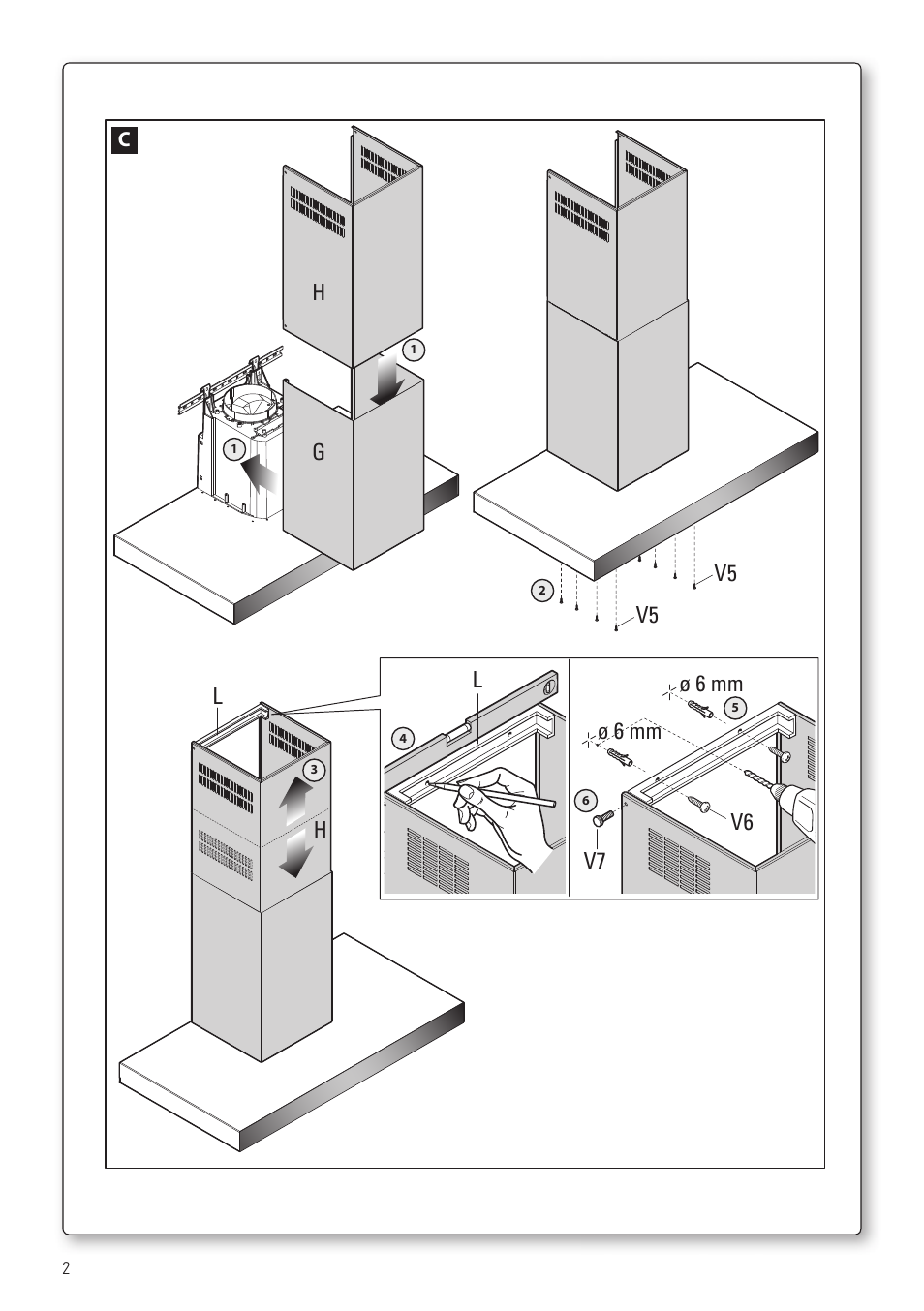 V5 l, Hl v7, Ø 6 mm | V6 ø 6 mm | Panasonic KHB90FBW1 User Manual | Page 4 / 92