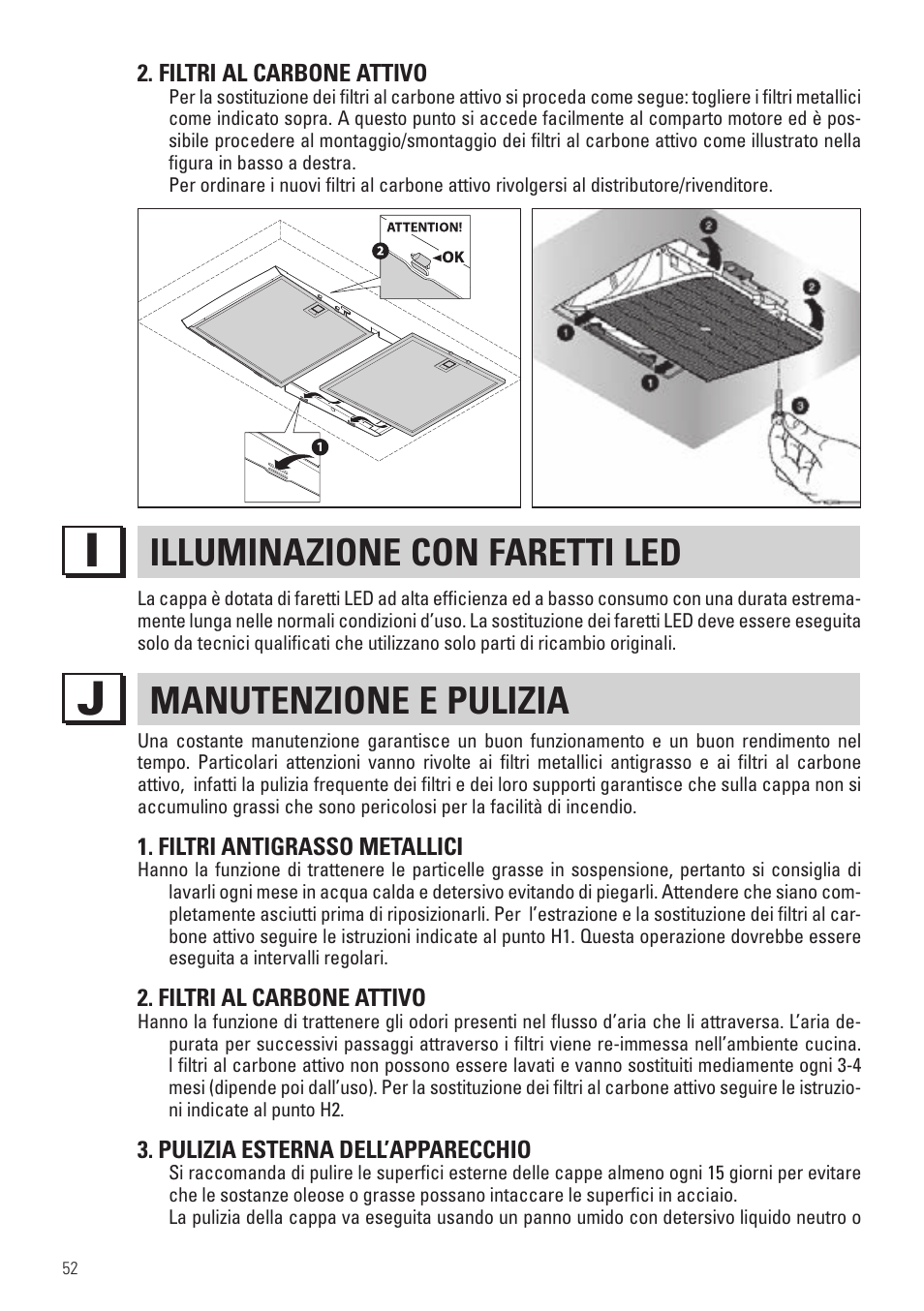 Illuminazione con faretti led, Manutenzione e pulizia | Panasonic KHB90FBW1 User Manual | Page 54 / 92