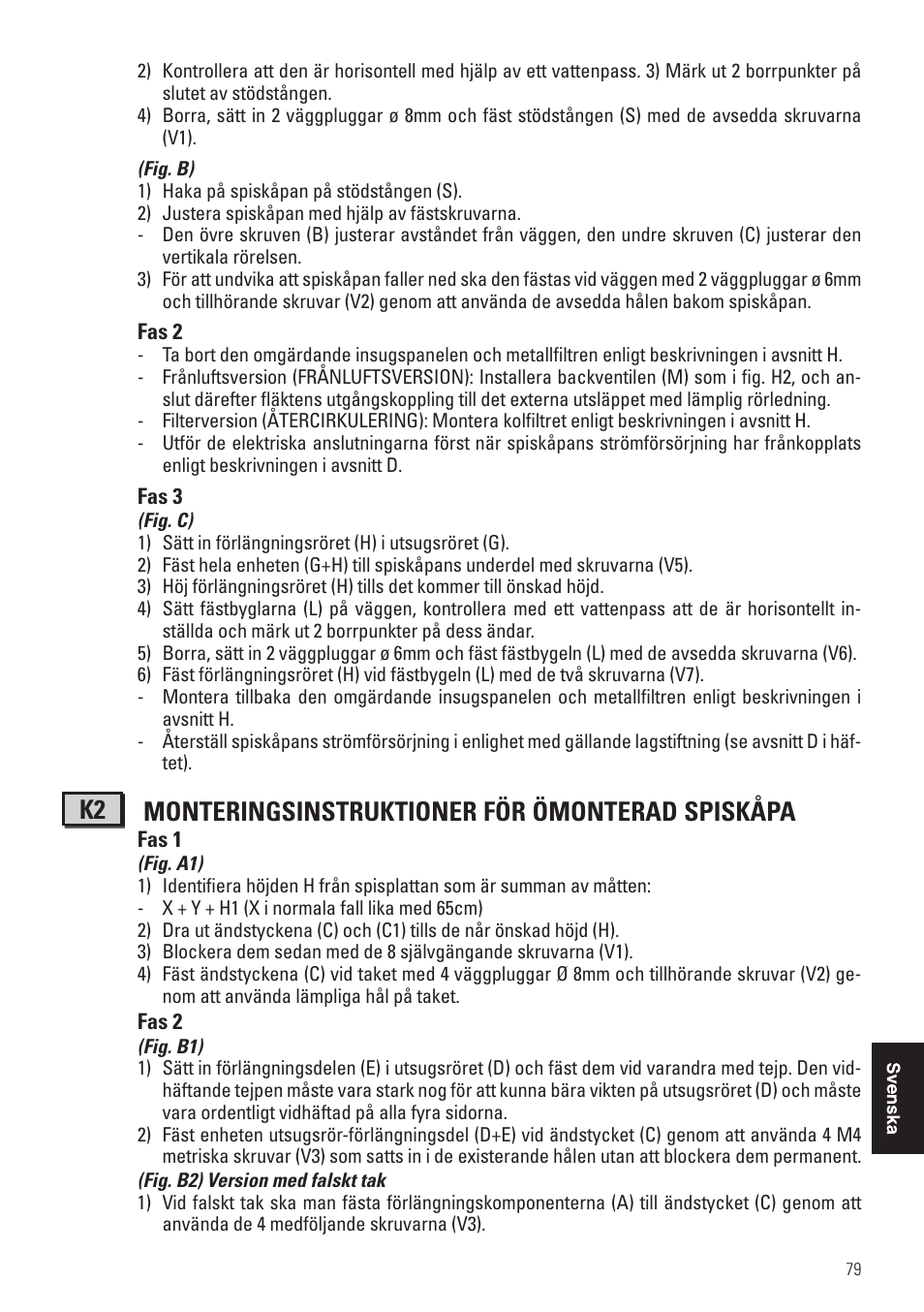 K2 monteringsinstruktioner för ömonterad spiskåpa | Panasonic KHB90FBW1 User Manual | Page 81 / 92
