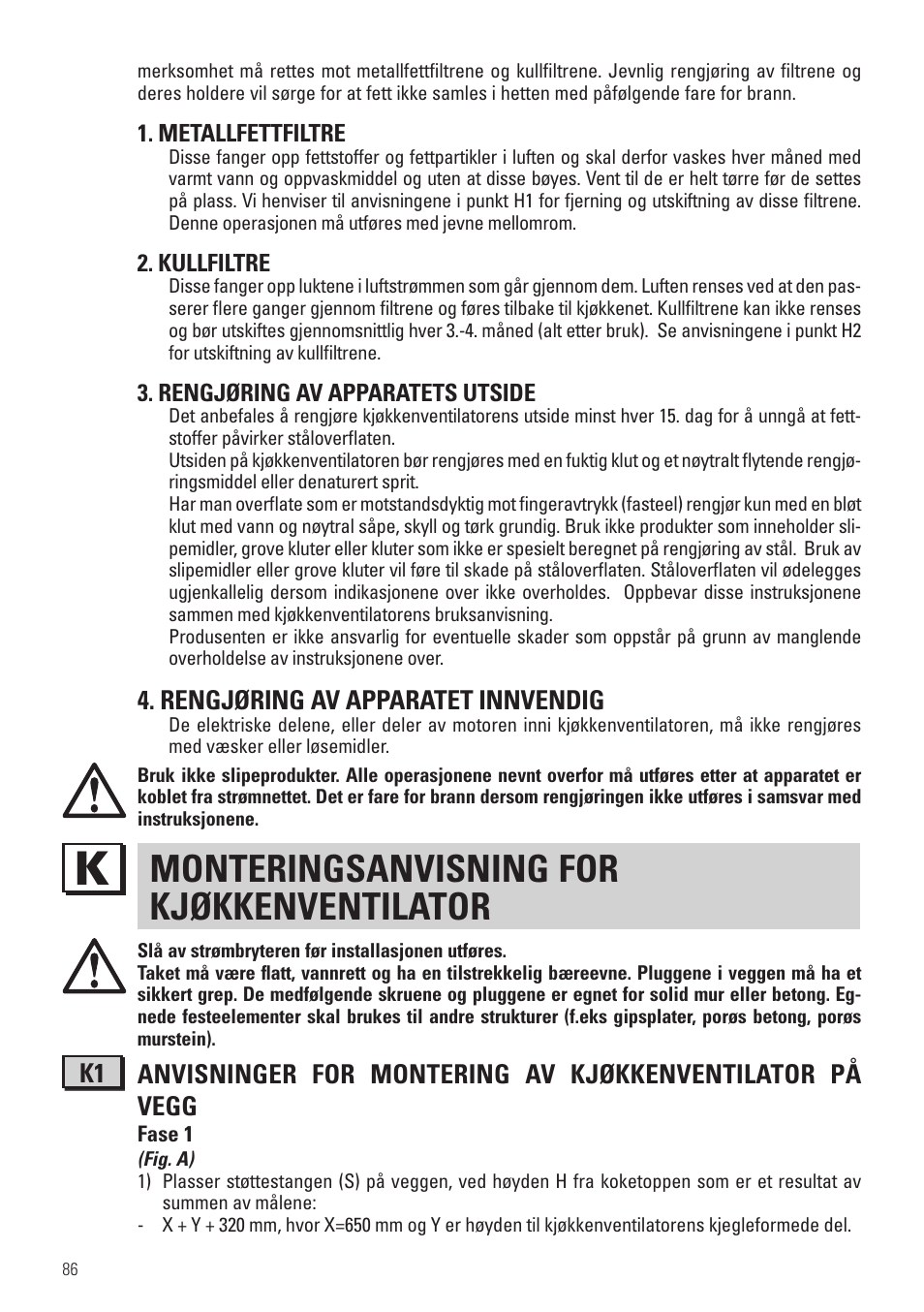 Monteringsanvisning for kjøkkenventilator, Rengjøring av apparatet innvendig | Panasonic KHB90FBW1 User Manual | Page 88 / 92