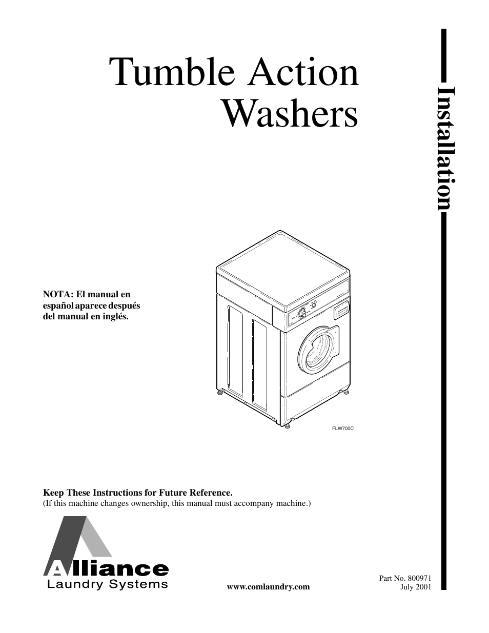 Alliance Laundry Systems FLW700C User Manual | 38 pages