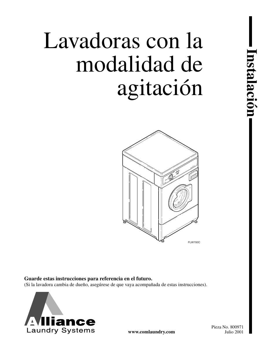Lavadoras con la modalidad de agitación, Instalació n | Alliance Laundry Systems FLW700C User Manual | Page 19 / 38