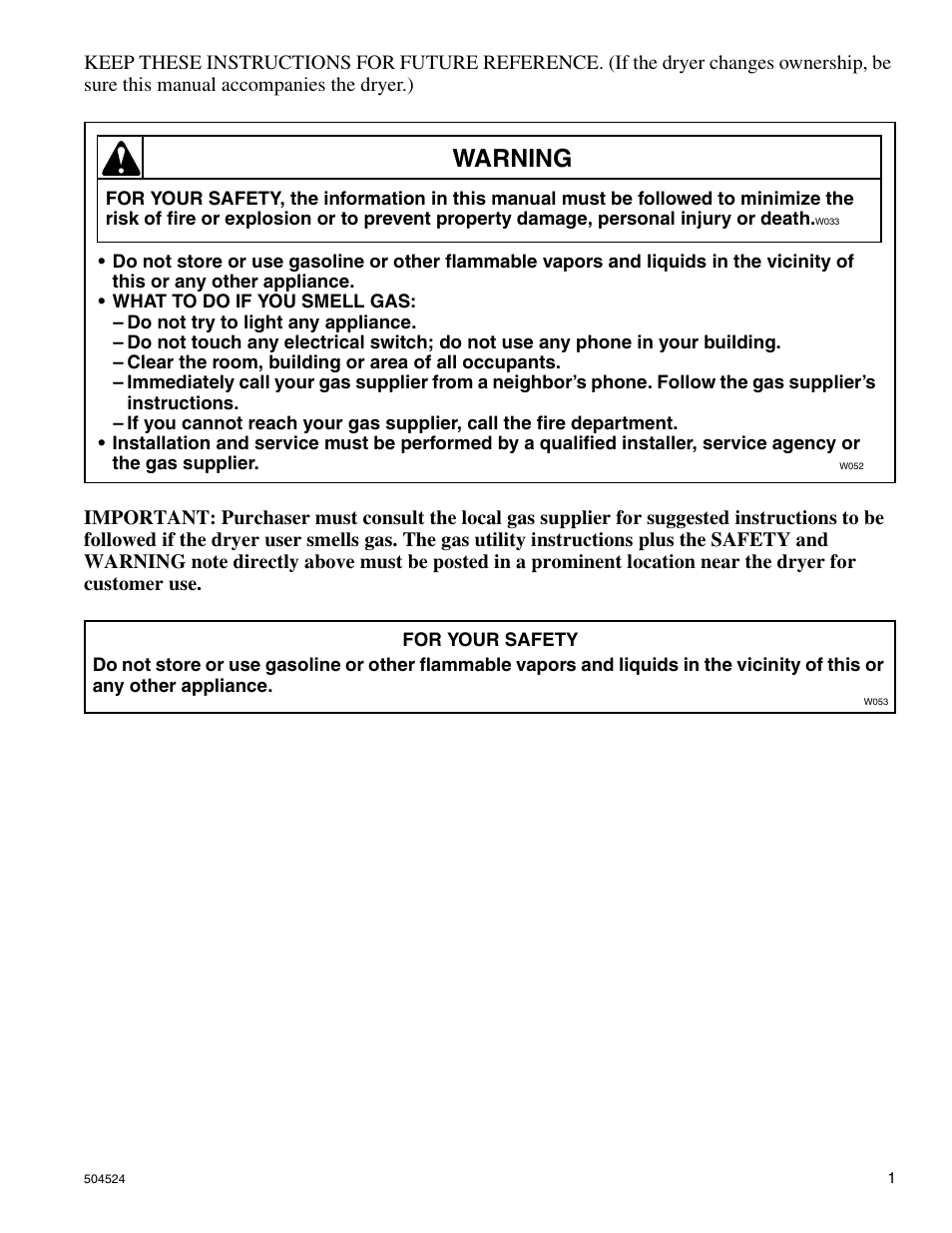 Warning | Alliance Laundry Systems D355IE1B User Manual | Page 3 / 88