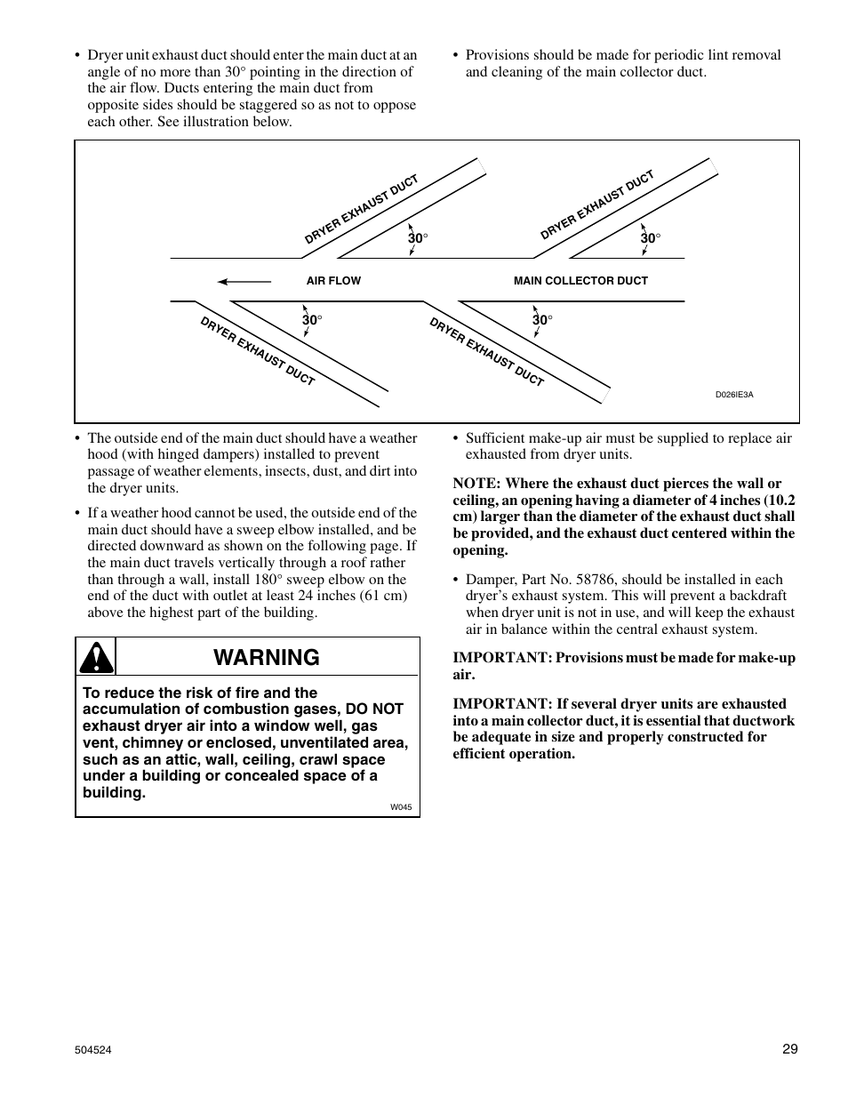 Warning | Alliance Laundry Systems D355IE1B User Manual | Page 31 / 88