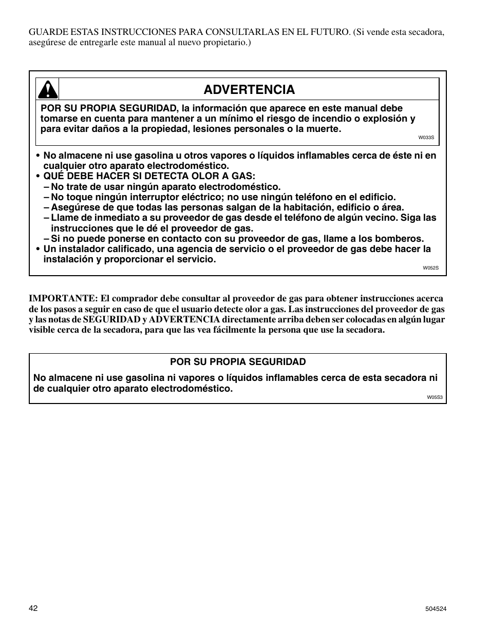 Advertencia | Alliance Laundry Systems D355IE1B User Manual | Page 44 / 88