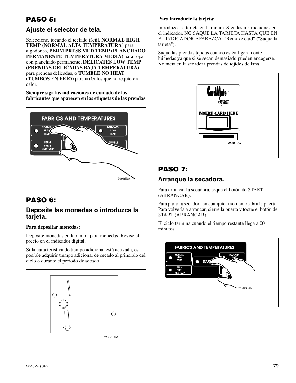 Paso 5, Paso 6, Paso 7 | Alliance Laundry Systems D355IE1B User Manual | Page 81 / 88