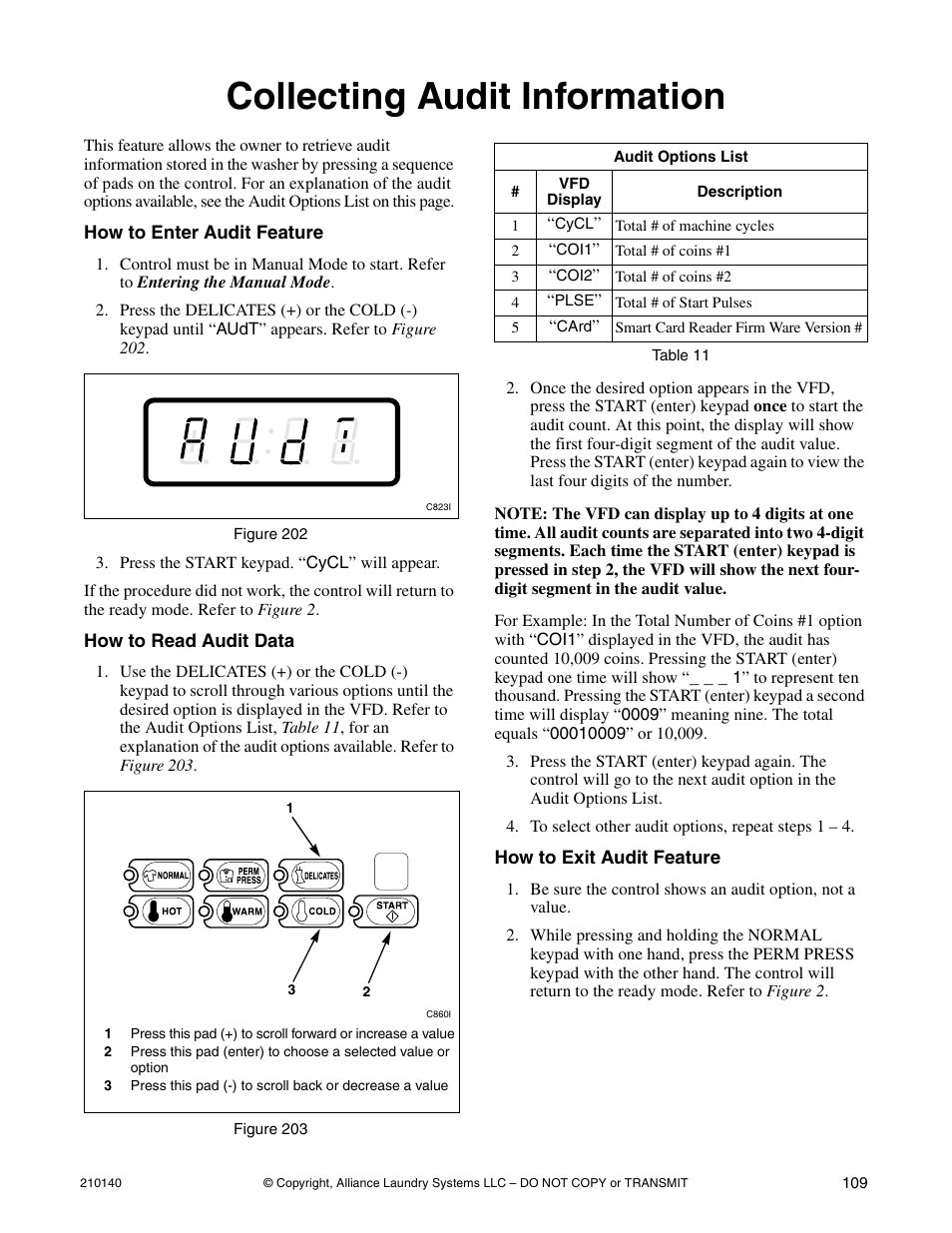 Collecting audit information | Alliance Laundry Systems HWTB21 User Manual | Page 111 / 134