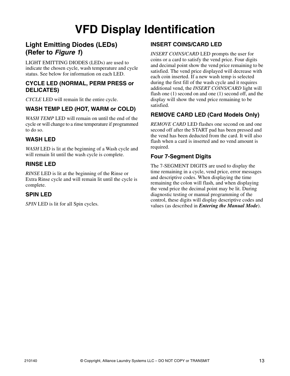 Vfd display identification, Figure 1 | Alliance Laundry Systems HWTB21 User Manual | Page 15 / 134