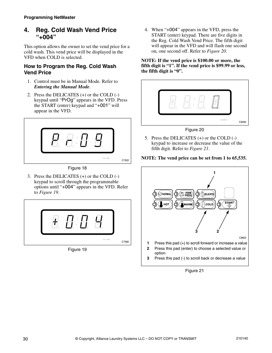 Reg. cold wash vend price “+004 | Alliance Laundry Systems HWTB21 User Manual | Page 32 / 134