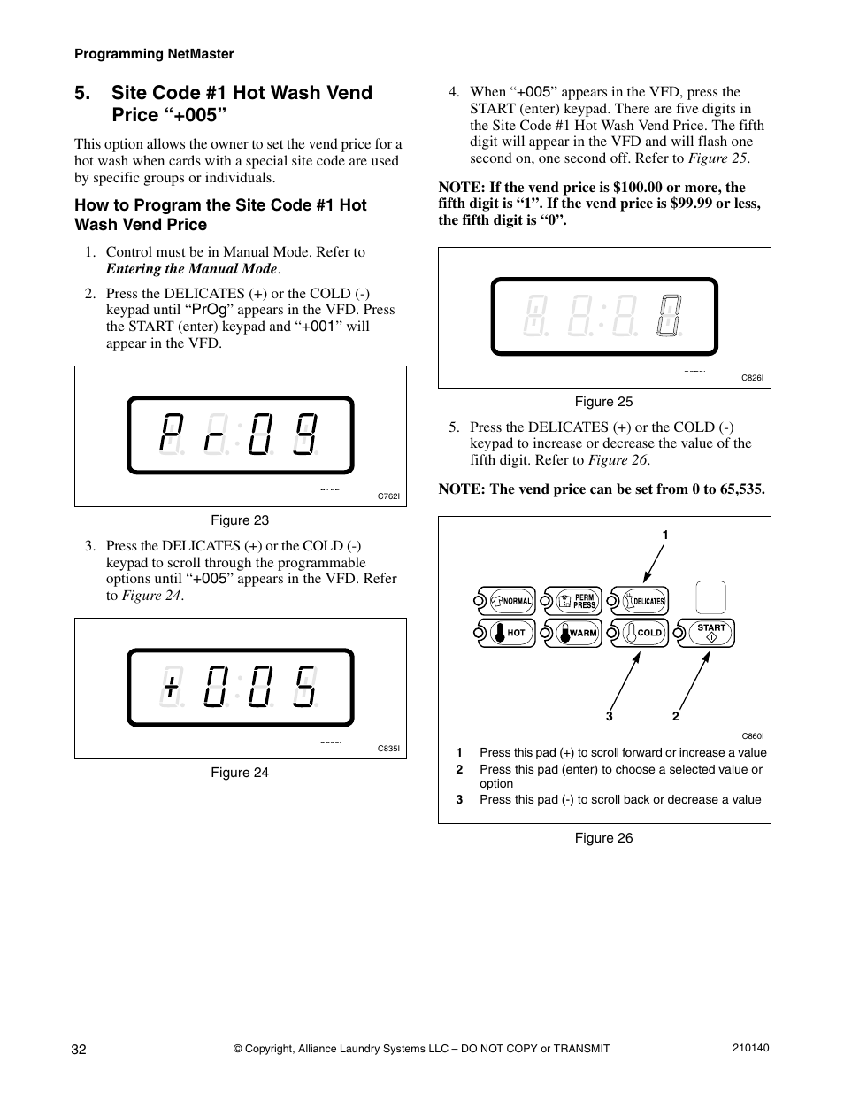 Site code #1 hot wash vend price “+005 | Alliance Laundry Systems HWTB21 User Manual | Page 34 / 134