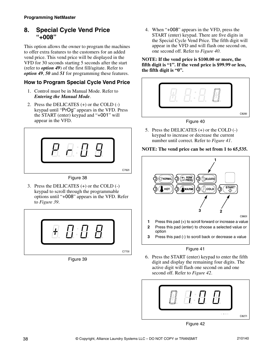 Special cycle vend price “+008 | Alliance Laundry Systems HWTB21 User Manual | Page 40 / 134