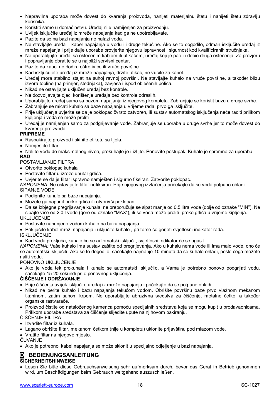Scarlett SC-1027 User Manual | Page 18 / 20