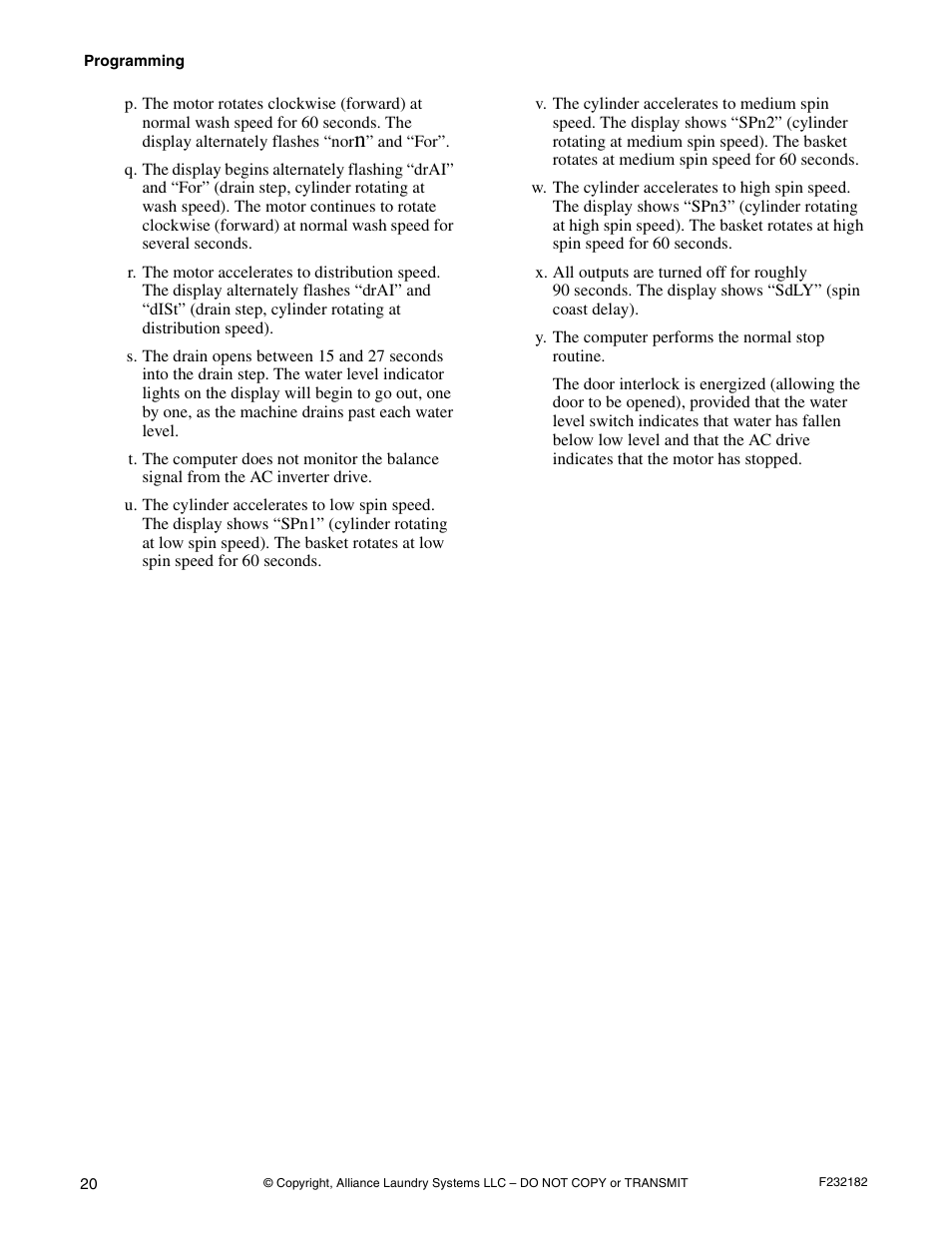 Alliance Laundry Systems F232182R1 User Manual | Page 22 / 34