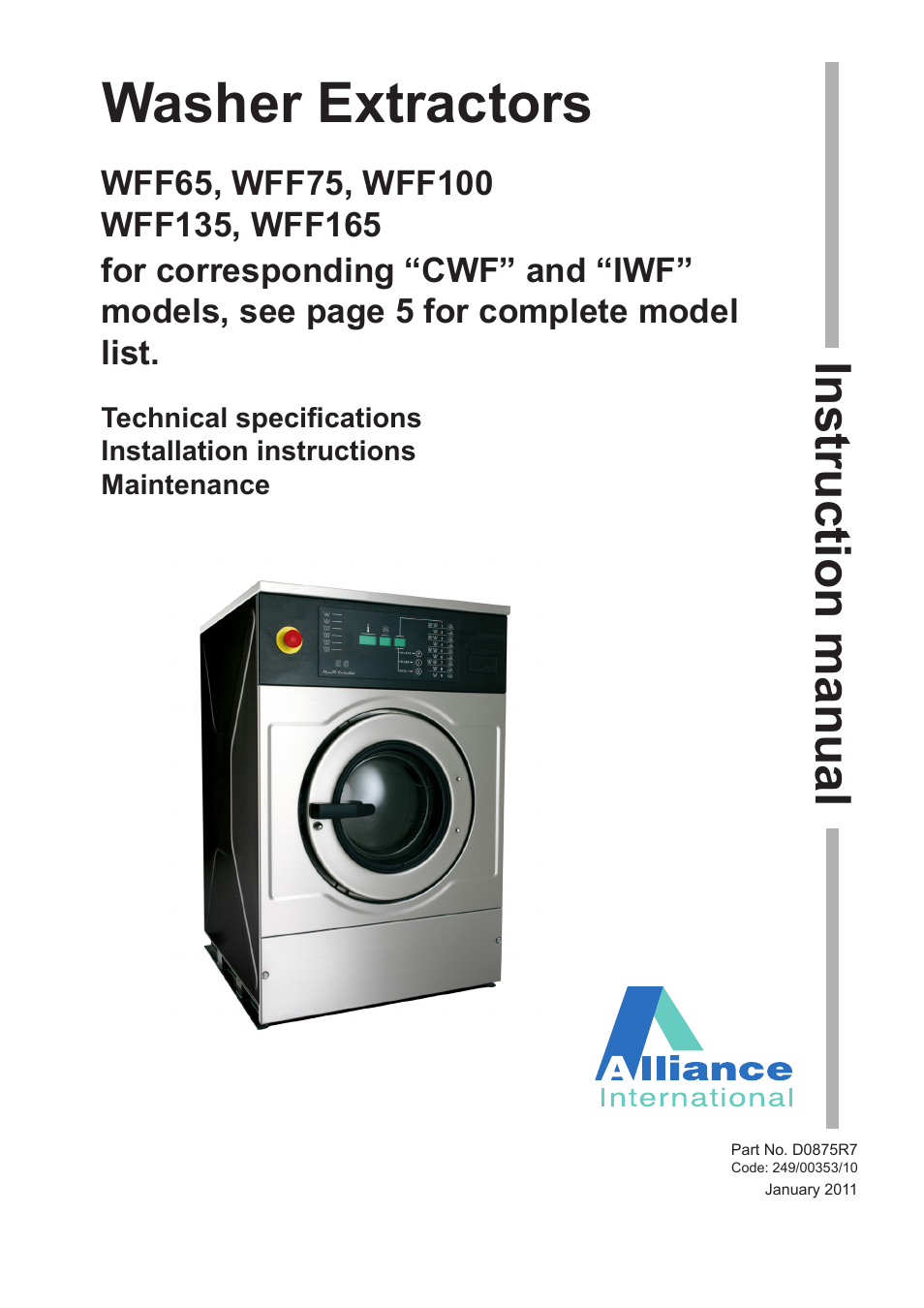Alliance Laundry Systems WFF135 User Manual | 51 pages