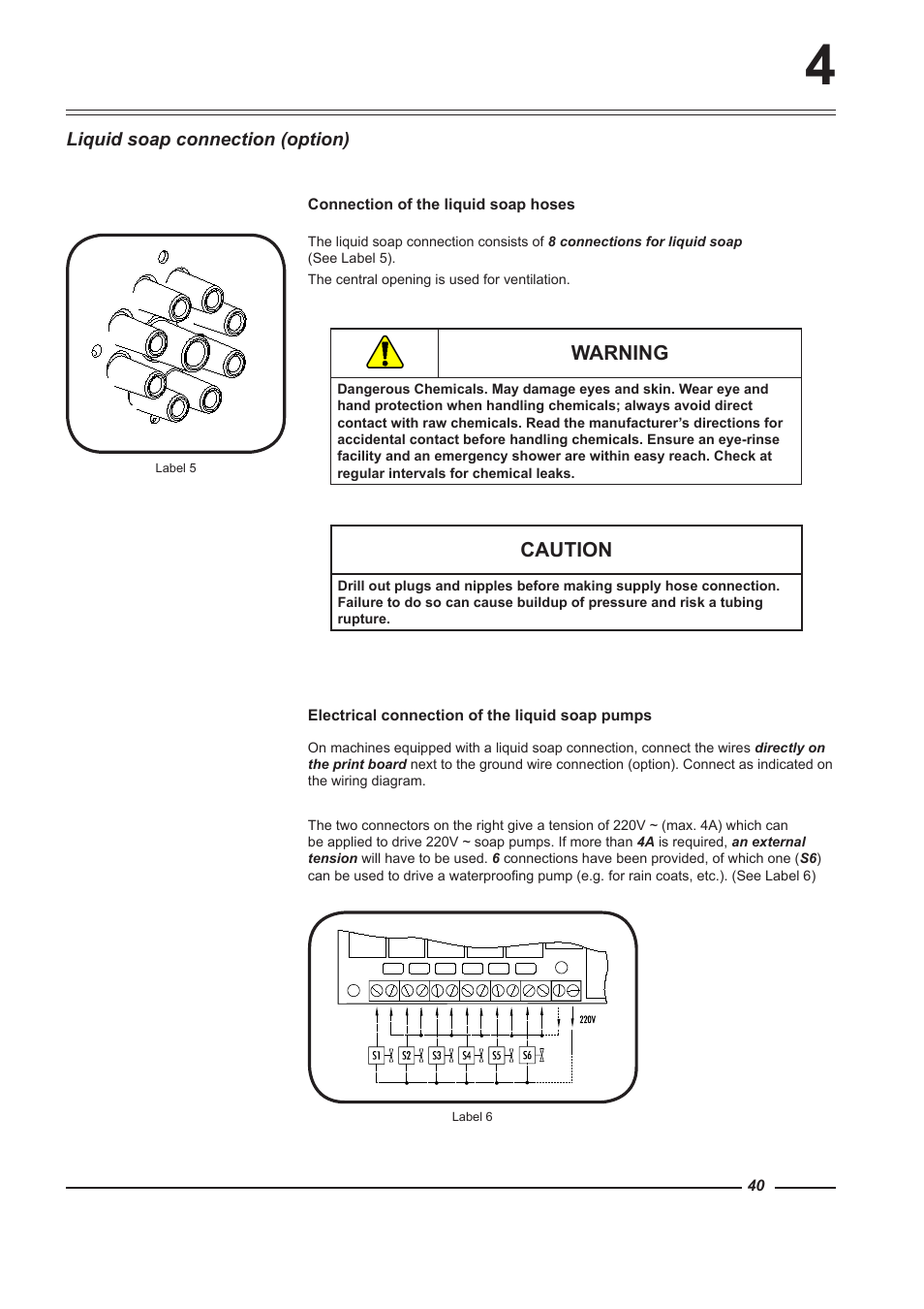 Warning, Caution | Alliance Laundry Systems WFF135 User Manual | Page 40 / 51