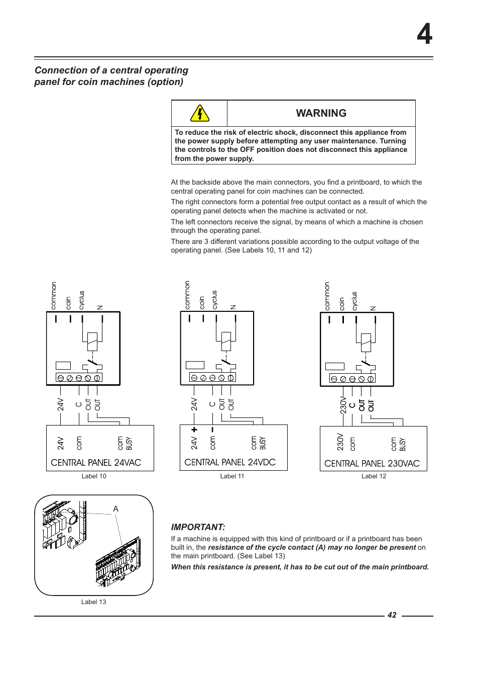 Warning | Alliance Laundry Systems WFF135 User Manual | Page 42 / 51