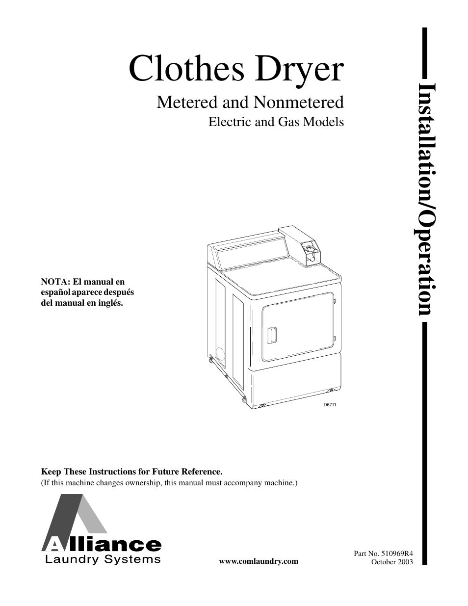 Alliance Laundry Systems D677I User Manual | 122 pages