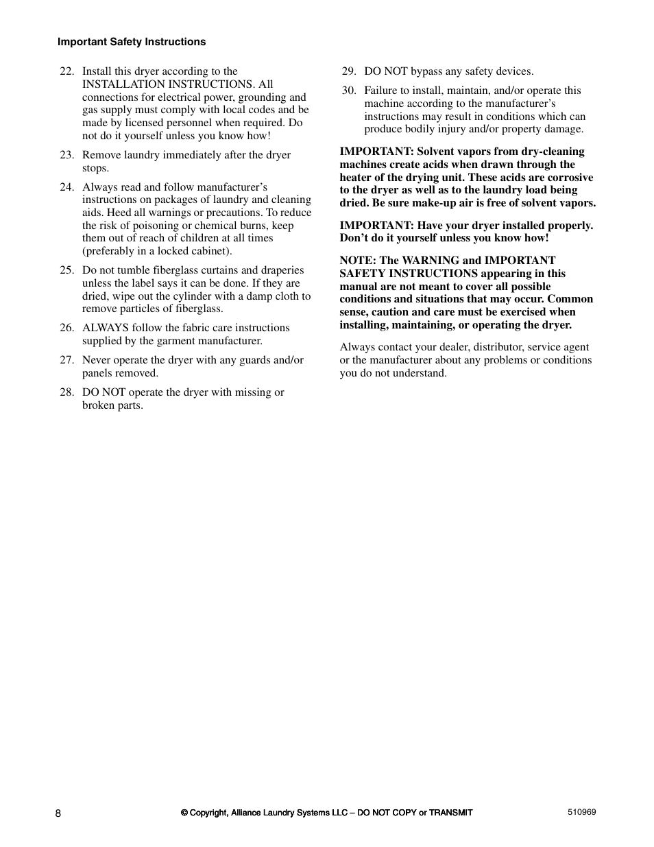 Alliance Laundry Systems D677I User Manual | Page 10 / 122