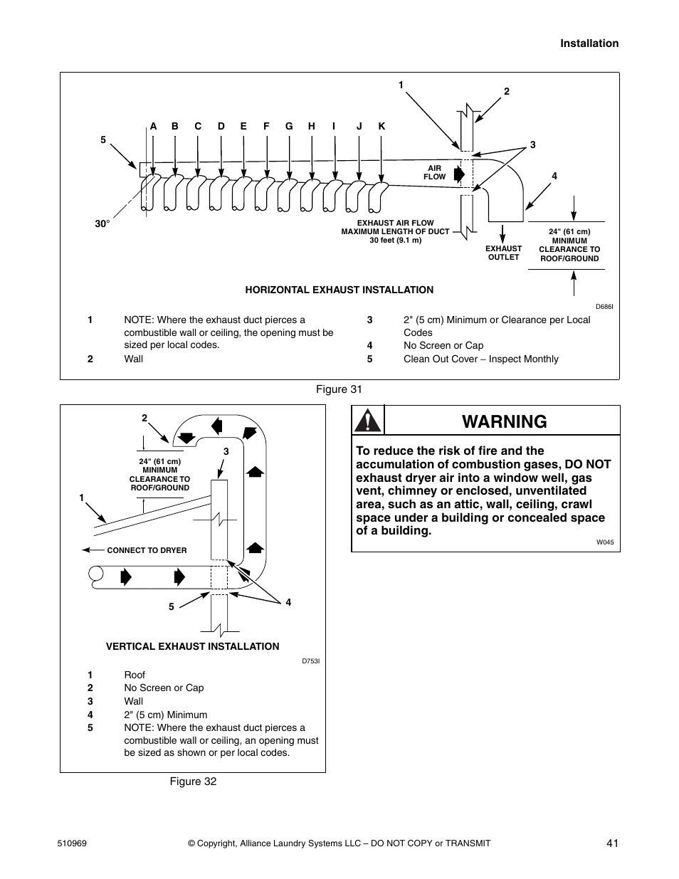 Warning | Alliance Laundry Systems D677I User Manual | Page 43 / 122