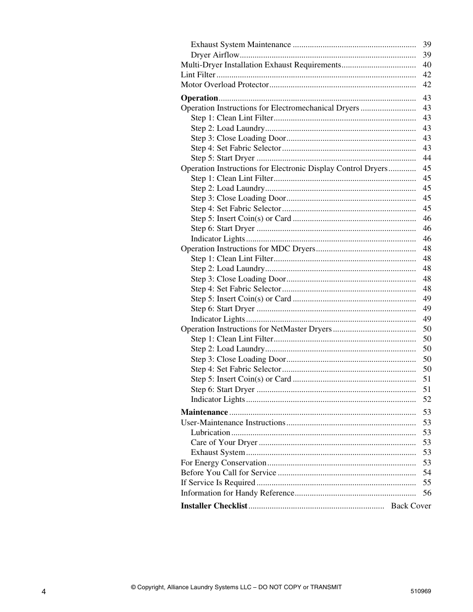 Alliance Laundry Systems D677I User Manual | Page 6 / 122