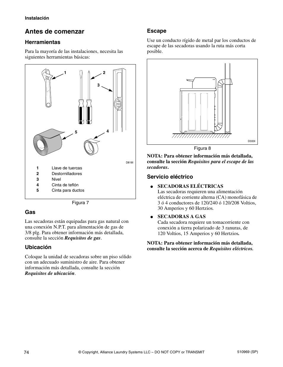 Antes de comenzar | Alliance Laundry Systems D677I User Manual | Page 76 / 122