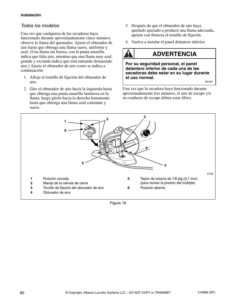 Advertencia | Alliance Laundry Systems D677I User Manual | Page 82 / 122