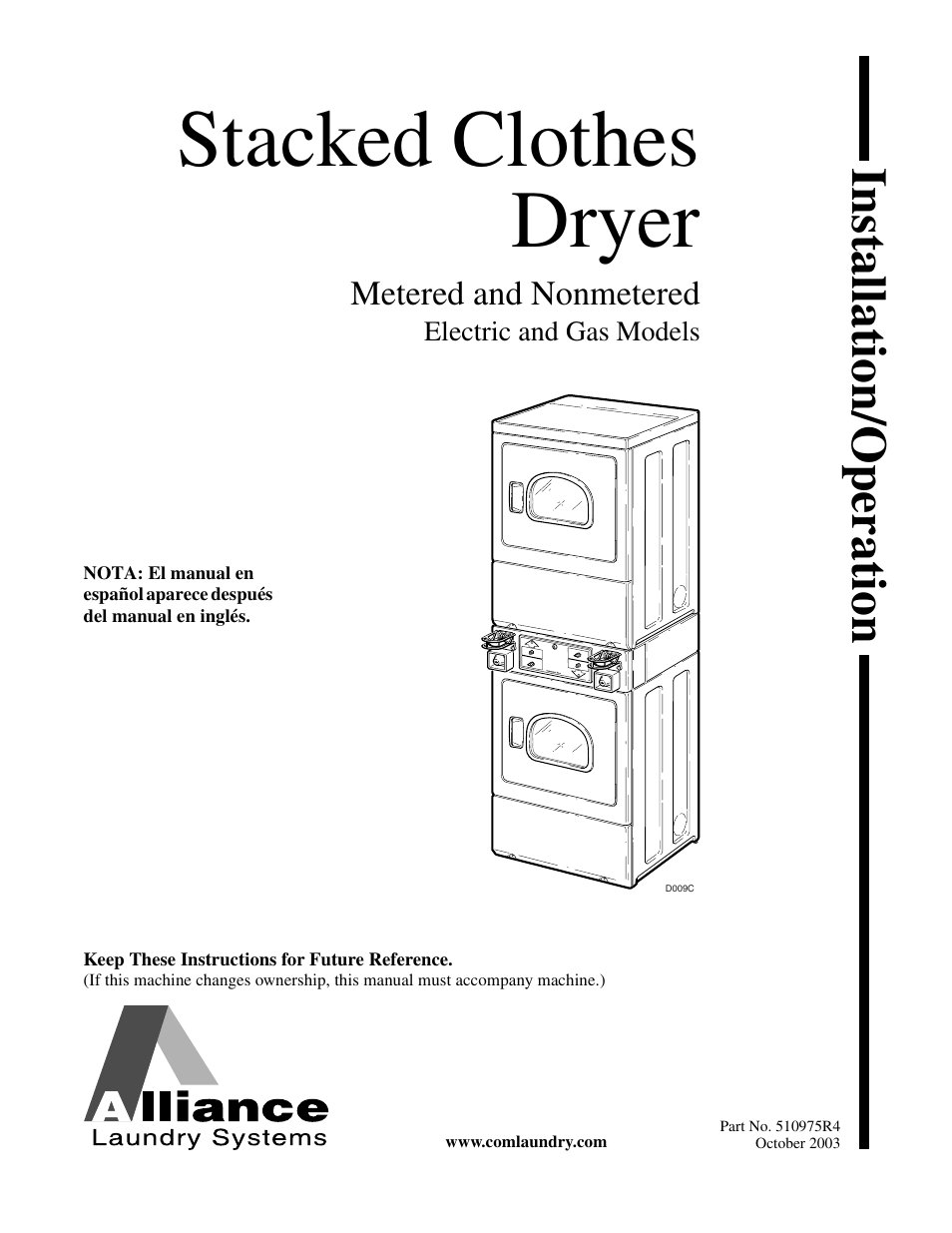 Alliance Laundry Systems Stacked Clothes Dryer User Manual | 118 pages