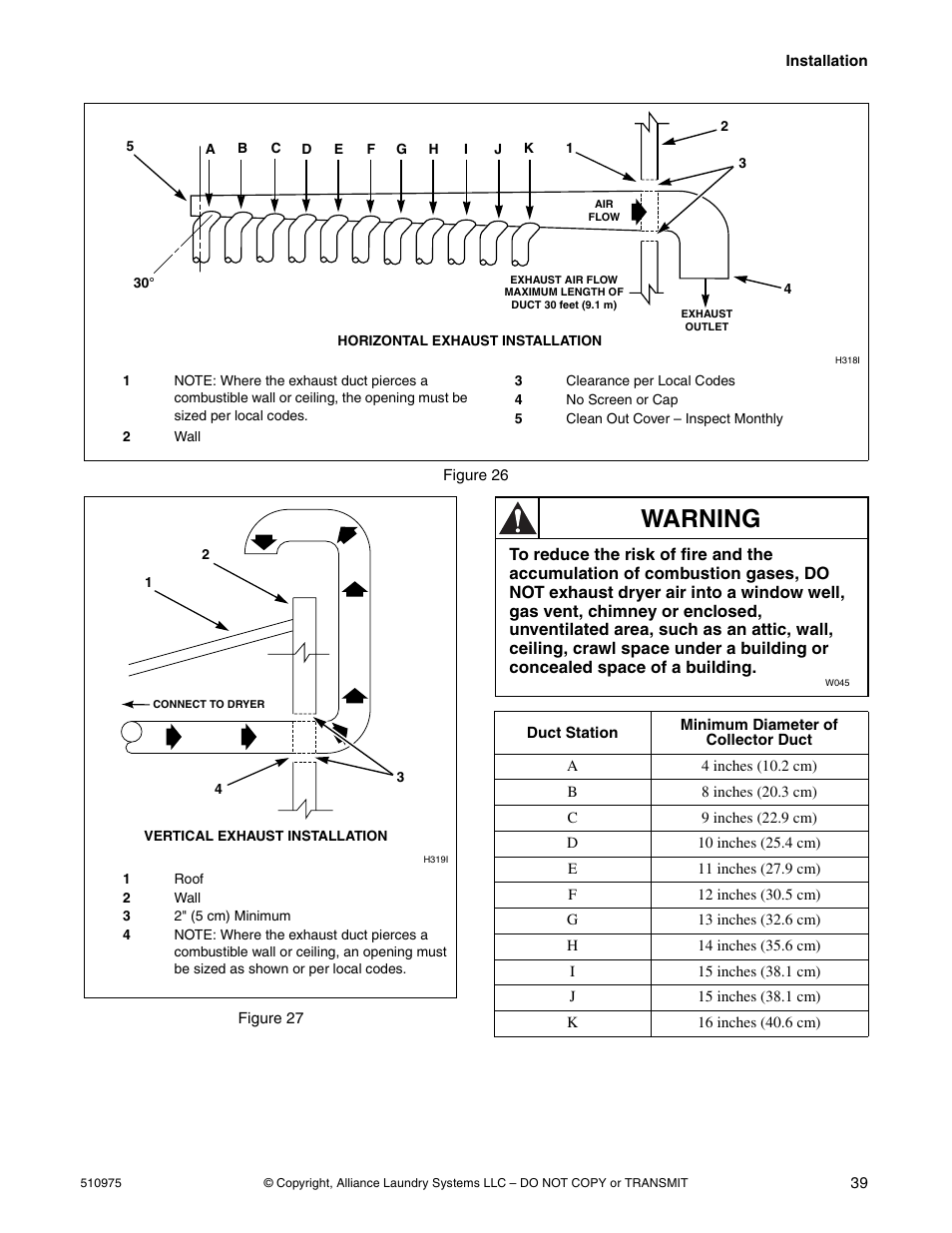 Warning | Alliance Laundry Systems Stacked Clothes Dryer User Manual | Page 41 / 118