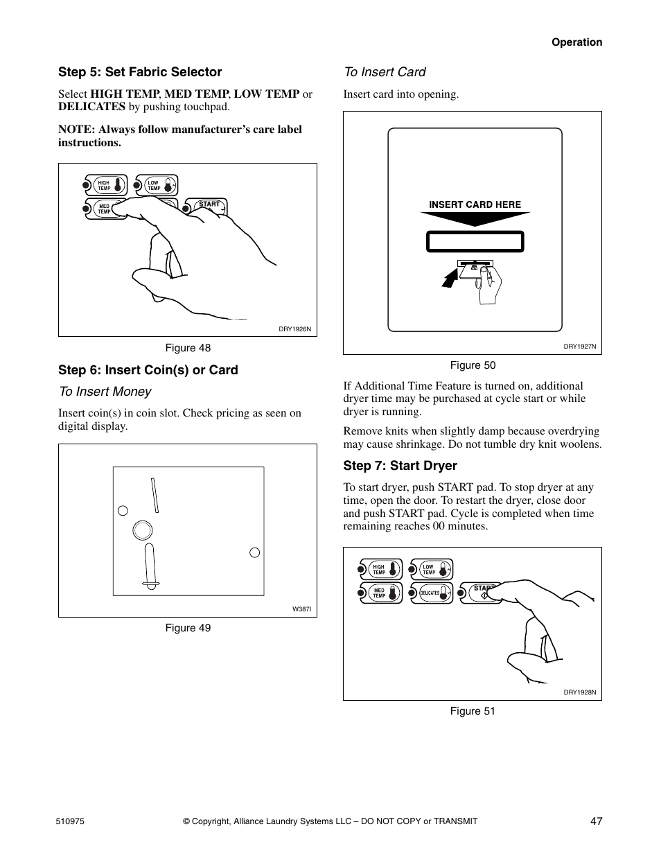 Alliance Laundry Systems Stacked Clothes Dryer User Manual | Page 49 / 118