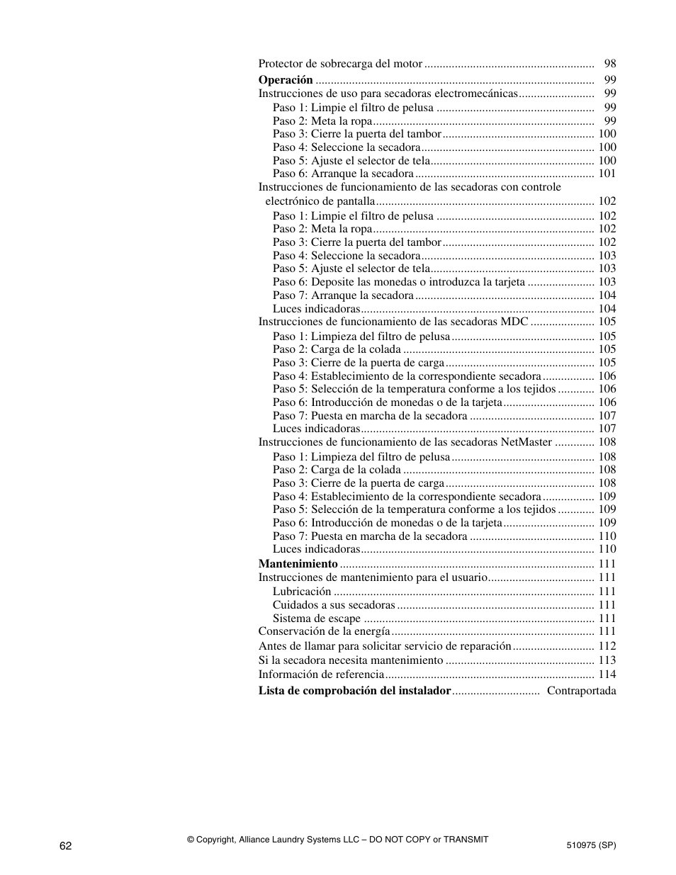 Alliance Laundry Systems Stacked Clothes Dryer User Manual | Page 64 / 118