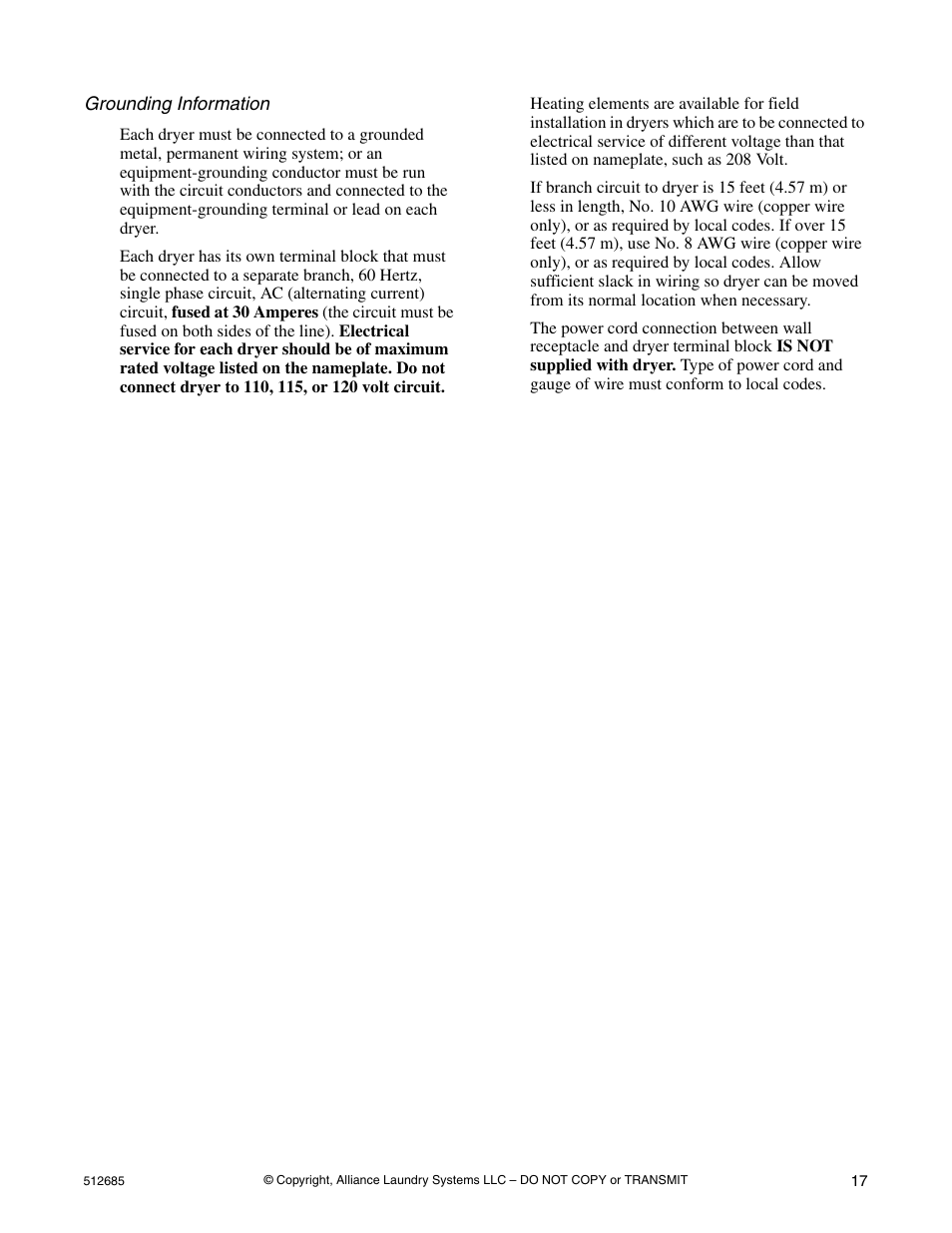 Alliance Laundry Systems 512685R2 User Manual | Page 19 / 50