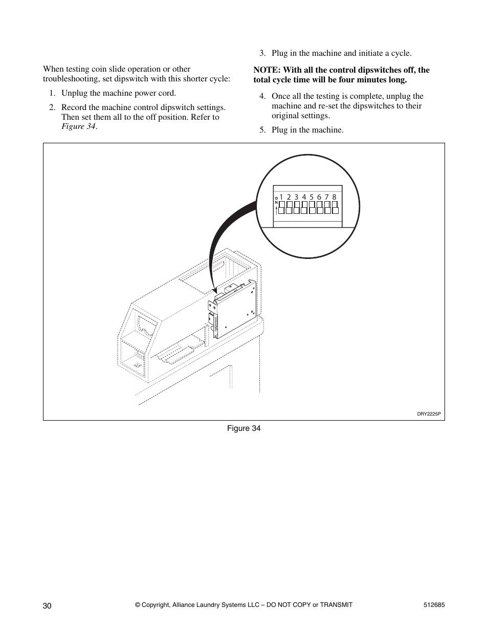 Test setting | Alliance Laundry Systems 512685R2 User Manual | Page 32 / 50