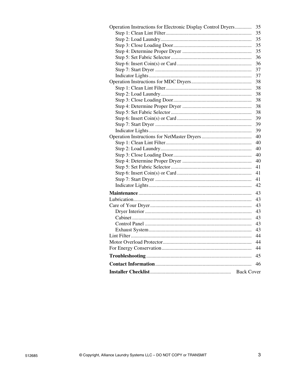 Alliance Laundry Systems 512685R2 User Manual | Page 5 / 50