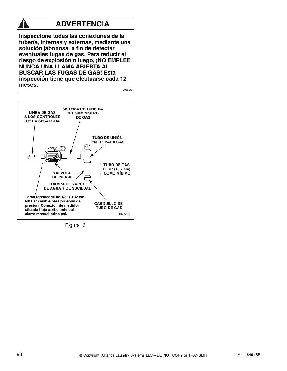 Advertencia, Figura 6 | Alliance Laundry Systems 105 User Manual | Page 100 / 144