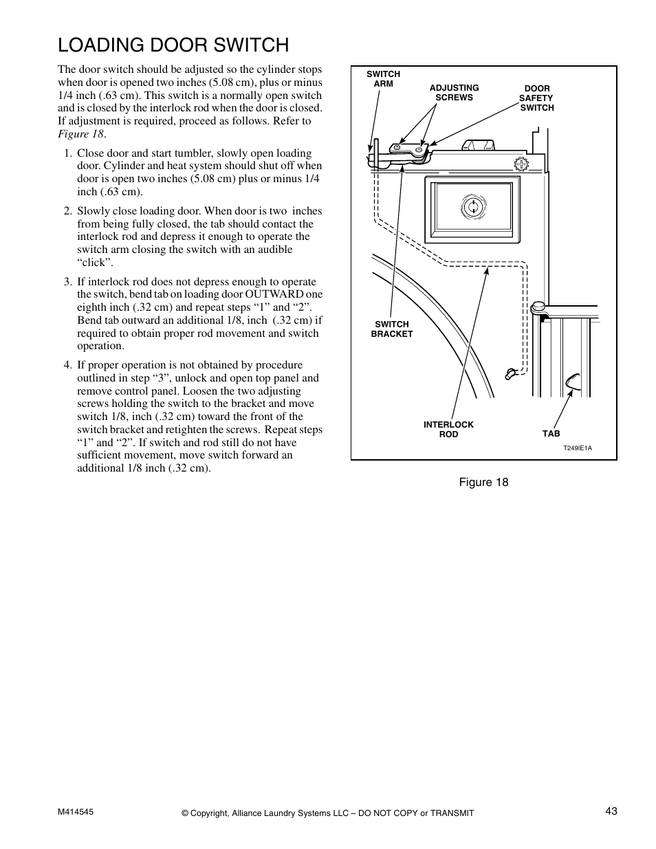 Loading door switch | Alliance Laundry Systems 105 User Manual | Page 45 / 144