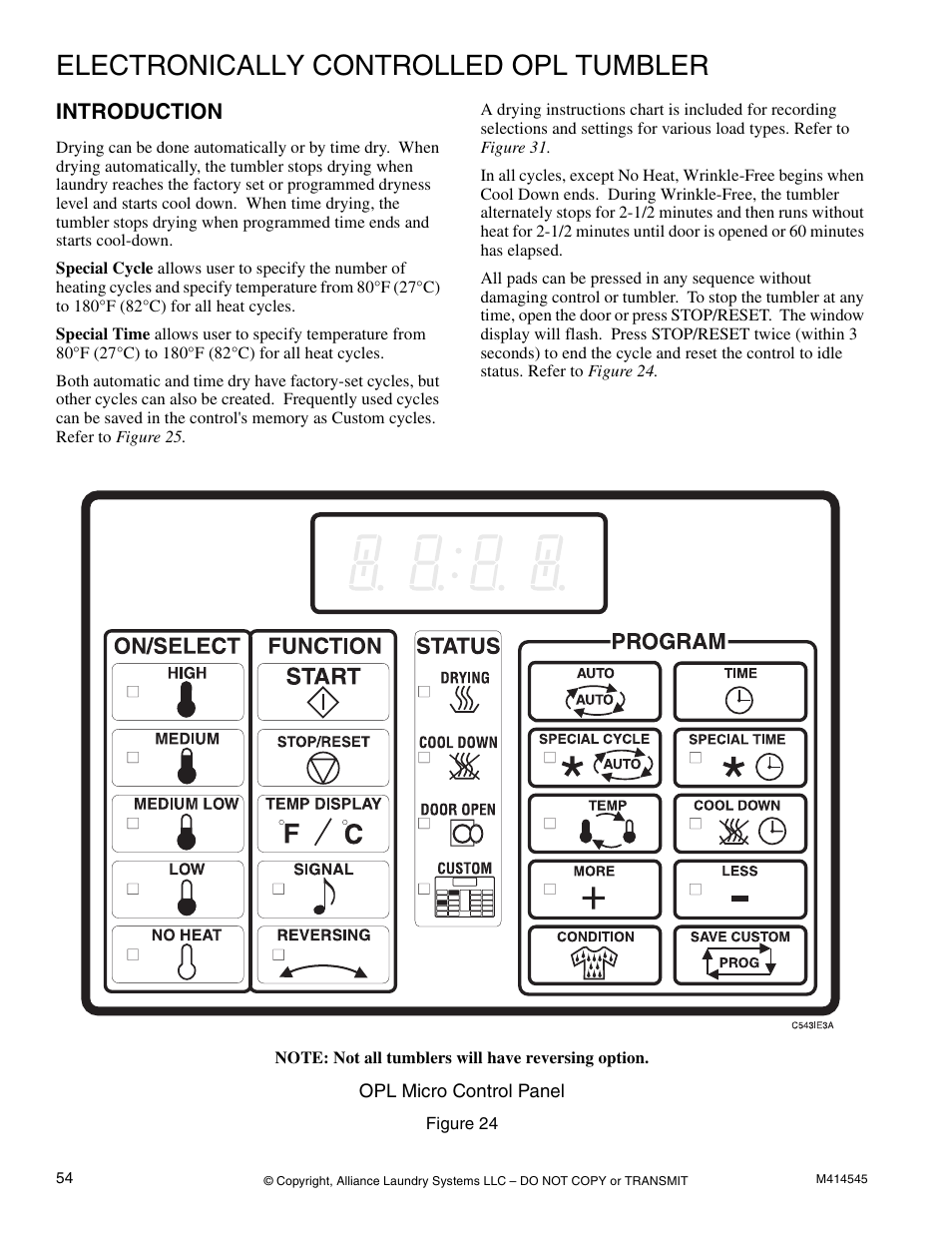 Electronically controlled opl tumbler, Introduction | Alliance Laundry Systems 105 User Manual | Page 56 / 144