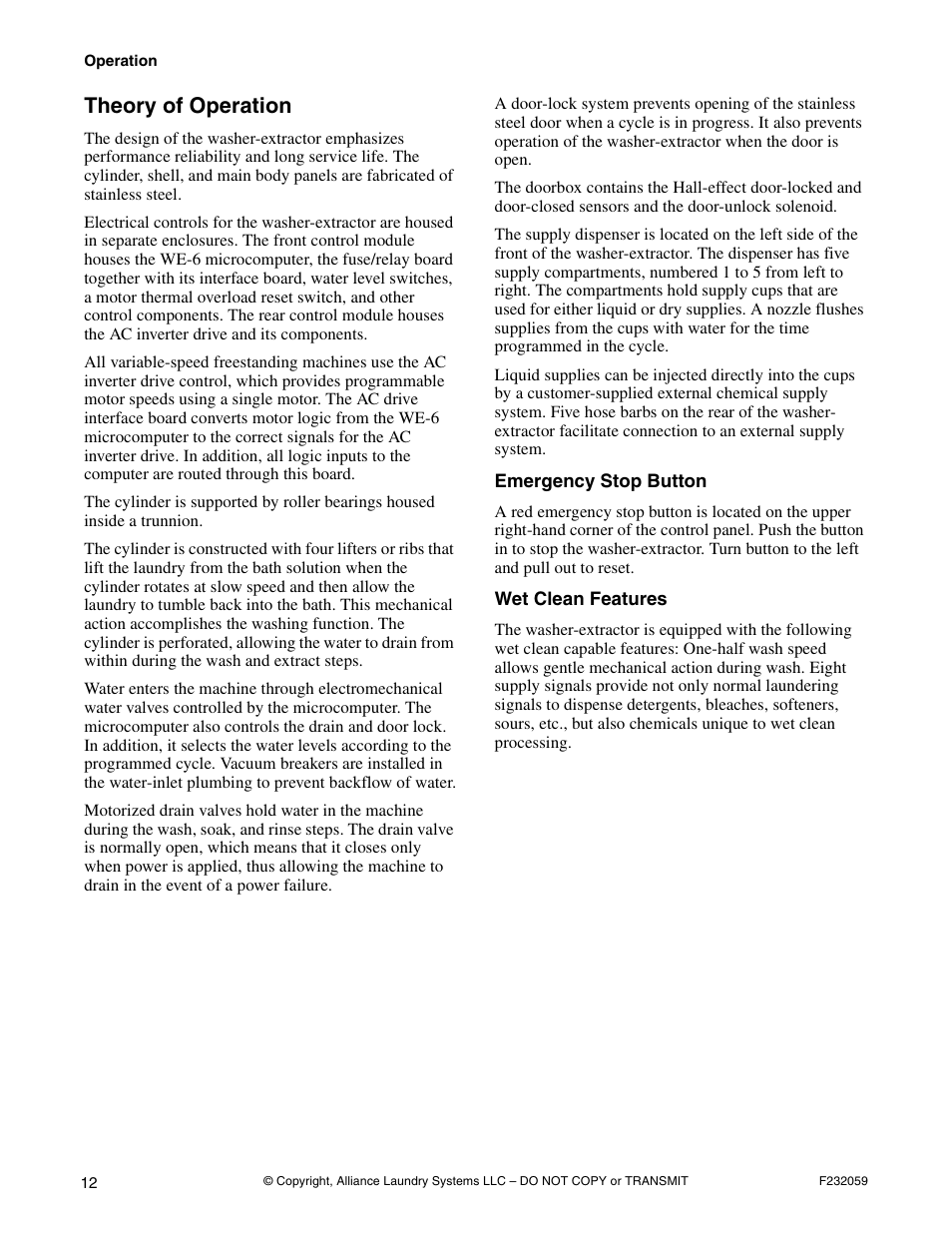 Theory of operation | Alliance Laundry Systems UF35PV User Manual | Page 14 / 162