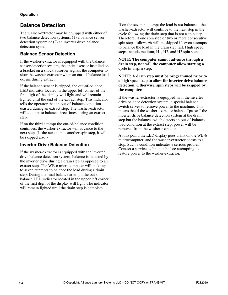 Balance detection | Alliance Laundry Systems UF35PV User Manual | Page 26 / 162
