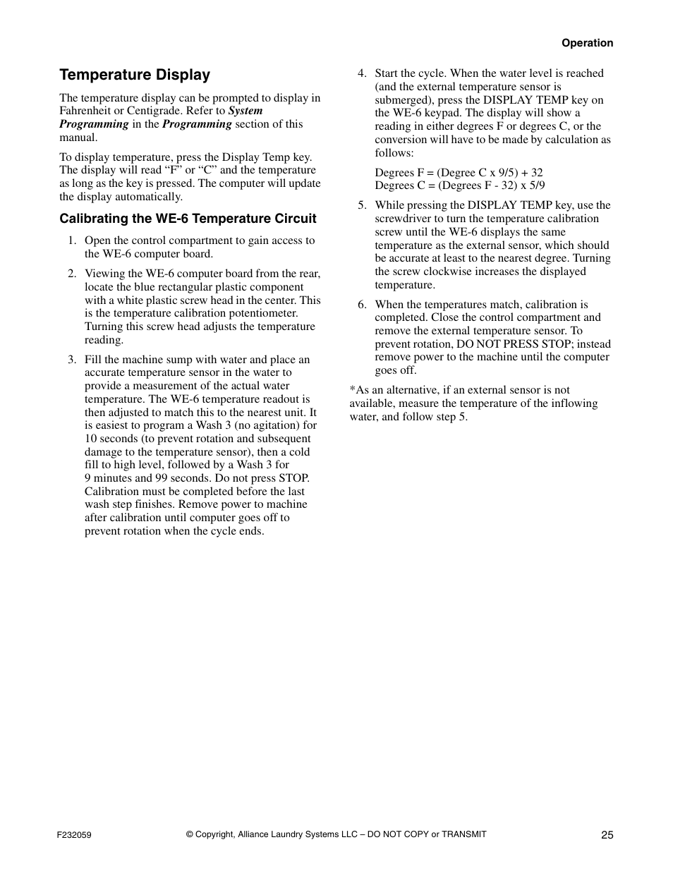 Temperature display | Alliance Laundry Systems UF35PV User Manual | Page 27 / 162