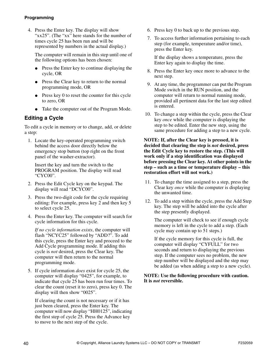 Alliance Laundry Systems UF35PV User Manual | Page 42 / 162