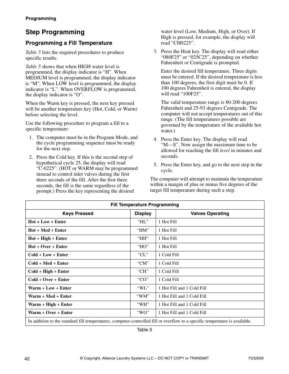 Step programming | Alliance Laundry Systems UF35PV User Manual | Page 44 / 162